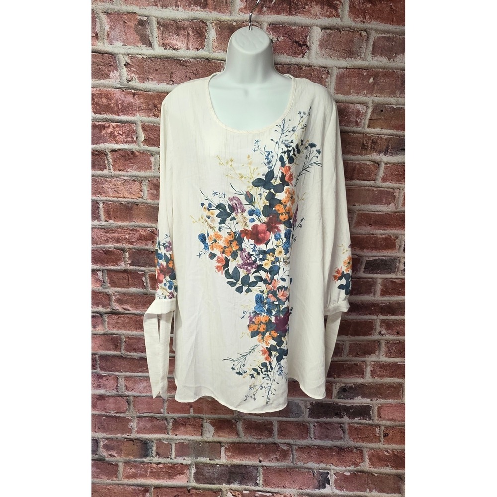 Women's INDIGO SOUL Boho Floral Lightweight Tunic Top Size 2XL